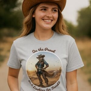 On the Prowl Cowboy Wolf Graphic Tee